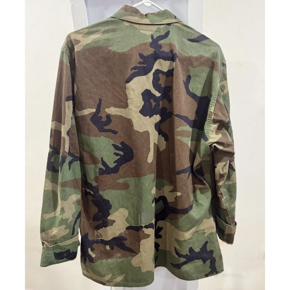 Vintage USGI Woodland Camo BDU Field Jacket Medium Short USMC EGA Stamp